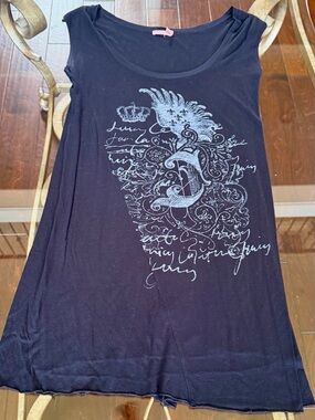Juicy Couture Navy Blue Asymmetrical Graphic Tank Dress